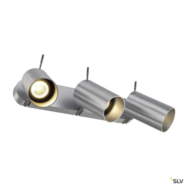 SLV 147423 ASTO TUBE, Wand- und Deckenleuchte, dreiflammig, PAR 20, rund, aluminium gebürstet, max. 225 W