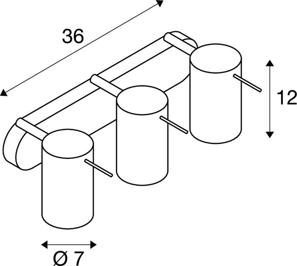 SLV 147423 ASTO TUBE, Wand- und Deckenleuchte, dreiflammig, PAR 20, rund, aluminium gebürstet, max. 225 W