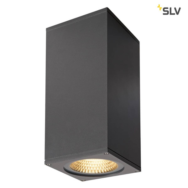 SLV 234505 BIG THEO WALL Outdoor Wandleuchte zweiflammig LED 3000K Flood up down anthrazit B H T 13 27,5 13,5 cm