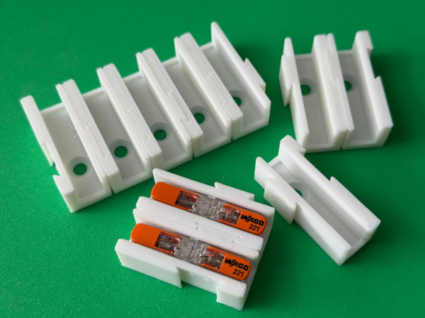 10 x SOIXX Halterung XWM für Durchgangsverbinder WAGO 221-2411 Weiß