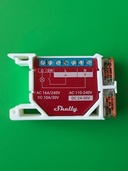 SOIXX Hutschienenhalterung für Shelly Wave, PLUS, Gen3, Gen4 mit 2x WAGO 90 Grad Weiß