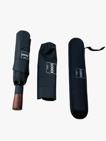 SOIXX Regenschirm Sturmfest bis 140km/h inkl. Reise-Etui, Taschenschirm mit Auf-Zu-Automatik, Doppelt belüftetes Vordach