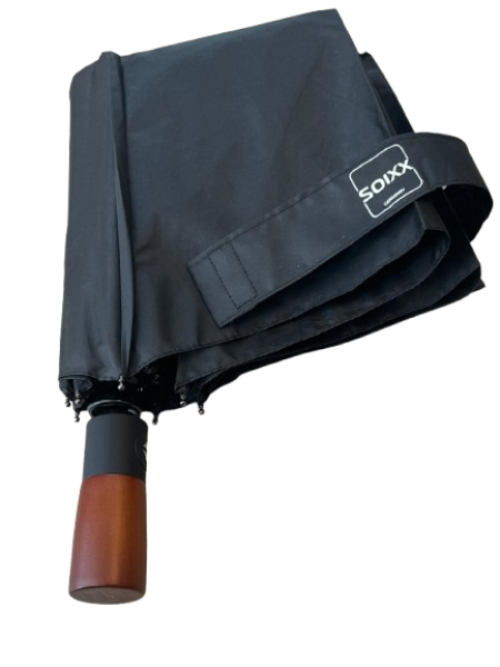SOIXX Regenschirm Sturmfest bis 140km/h inkl. Reise-Etui, Taschenschirm mit Auf-Zu-Automatik, Doppelt belüftetes Vordach