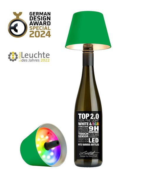 Sompex Top 2.0 Akku Flaschenaufsatzleuchte Neon Gelb 1,3W Warmweisssteuerbare Lichtfarbe IP44 72539