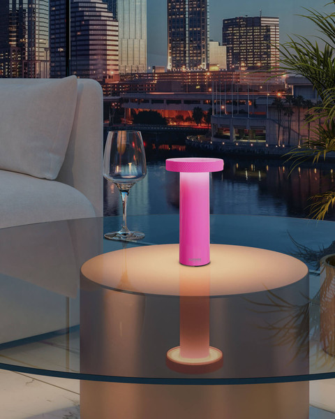 Sompex VOLUME Akku-Tischlampe Neon Pink 1,6W steuerbare Lichtfarbe IP44 78538