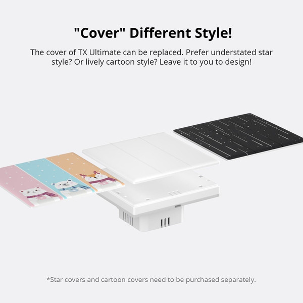 SONOFF TX Ultimate Smart Touch Wandschalter, Glasfront, 4-Fach, Alexa & Google Home, App T5-4C-86