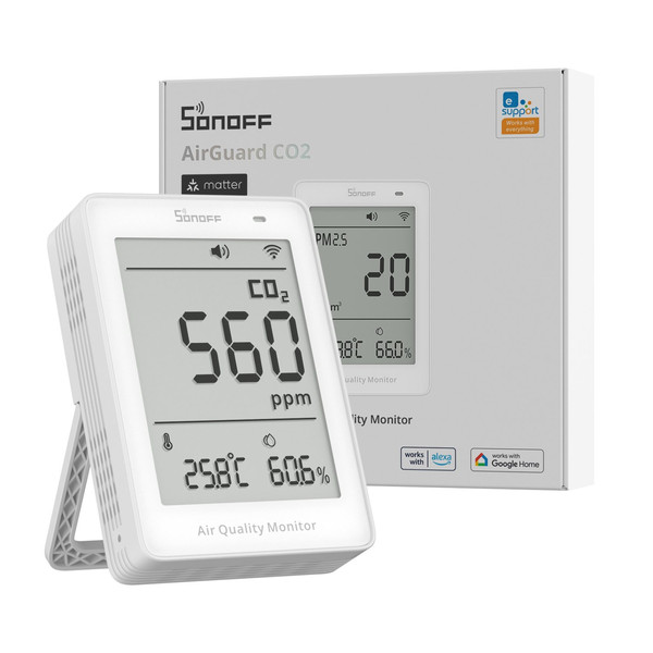 SONOFF AirGuard CO2 Matter über WiFi Luftqualitätsmonitor, HomeKit, Alexa & Google Home, App SAWF-08P