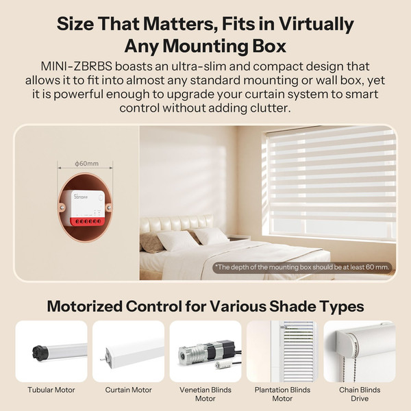 SONOFF Zigbee Smart Rollladenschalter, Jalousiesteuerung, Rollladenmotor, Unterputz MINI-ZBRBS