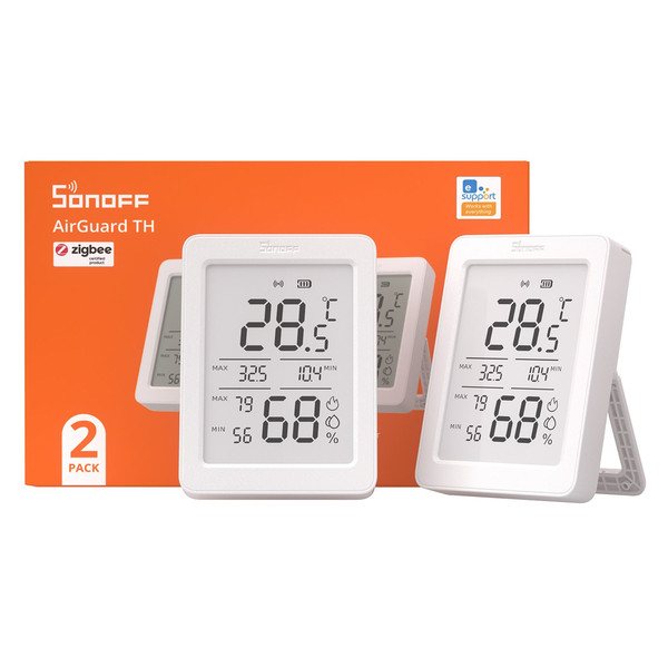 SONOFF AirGuard TH 3,6Zoll LCD Zigbee Temperatur- und Luftfeuchtigkeitssensor, Hygrometer, Hutschiene DIN-Rail SNZB-02DR2