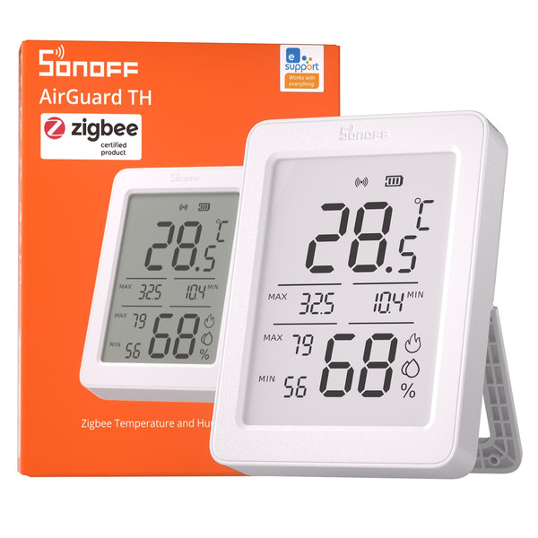 SONOFF AirGuard TH 3,6Zoll LCD Zigbee Temperatur- und Luftfeuchtigkeitssensor, Hygrometer, Hutschiene DIN-Rail SNZB-02DR2