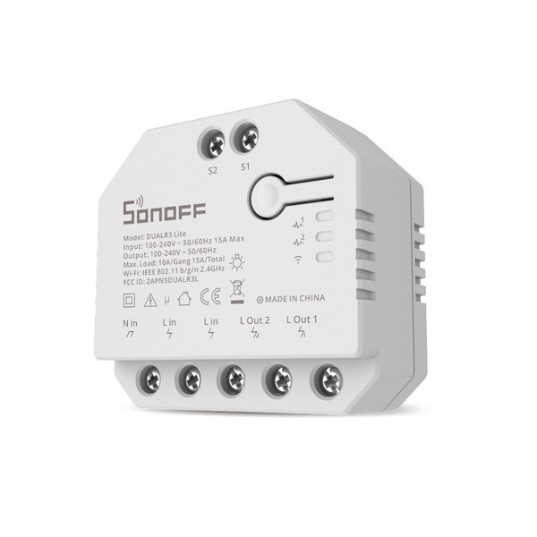 SONOFF DUALR3 Lite 2-Gang Smart Switch, Lichtschalter Relais, 2-Fach, Unterputz, Alexa & Google Home App DUALR3 LITE