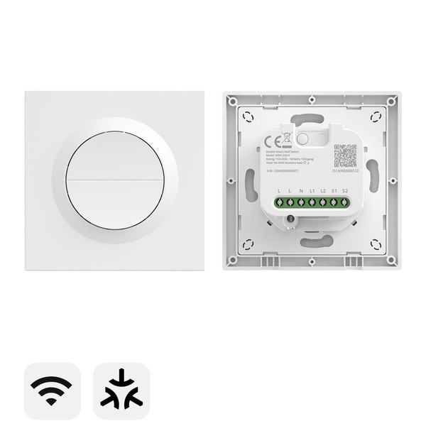 SONOFF Orb-MW2 Matter über WiFi Doppelter Intelligenter Wandschalter, Lichtschalter Relais, Unterputz, HomeKit MINI-2GS-E