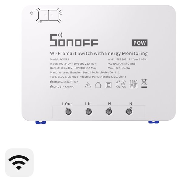 SONOFF POWR3 Intelligenter Stromzählerschalter, Lichtschalter Relais, Strommessung, Verbrauchsanzeige POWR3