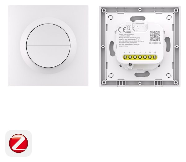 SONOFF Orb-ZBW2L Zigbee Doppelter Intelligenter Wandschalter, Lichtschalter Relais, Ohne Neutralleiter, Unterputz MINI-ZB2GS-L-E