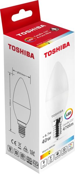 Toshiba LED Kerze E14 4.7W 3000K 470Lm wie 40W