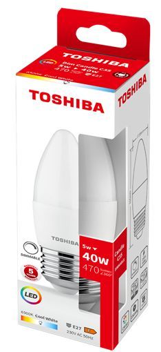Toshiba LED Kerze dimmbar E27 5W 6500K 470Lm wie 40W