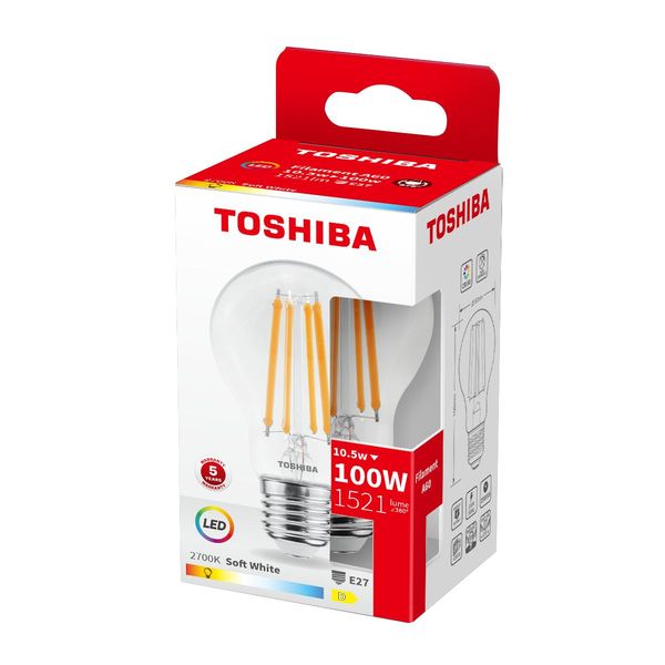 Toshiba LED Filament Lampe E27 10.5W 2700K 1521Lm wie 100W