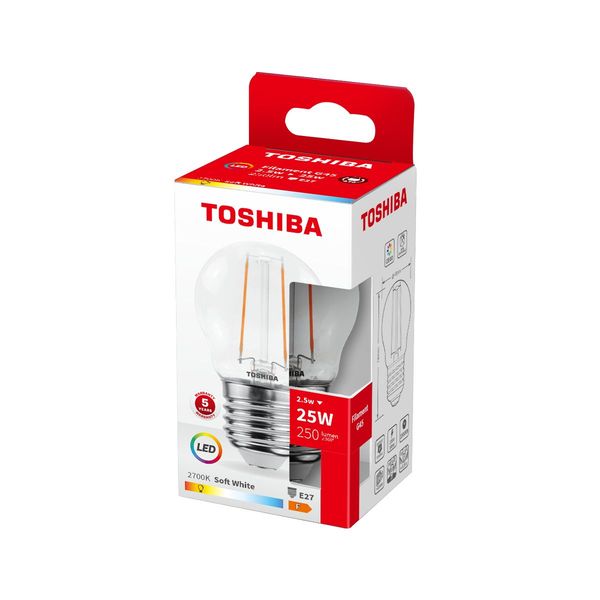 Toshiba LED Filament Tropfen Lampe E27 2.5W 2700K 250Lm wie 25W