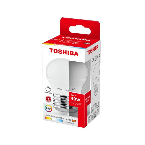 Toshiba LED Tropfen Lampe dimmbar E27 5W 4000K 470Lm wie 40W