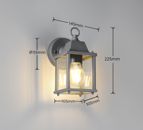 Trio 262260142 Mirande E27 Wandleuchte Anthrazit