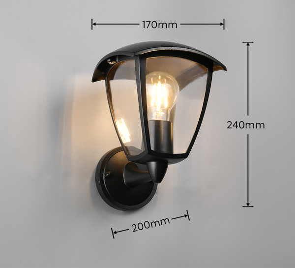 Trio 263260232 Venta E27 Wandleuchte Schwarz Matt IP44