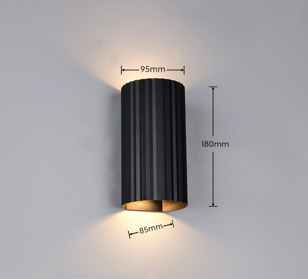 Trio 267700232 Soka GU10 Wandleuchte 2-fach Schwarz Matt