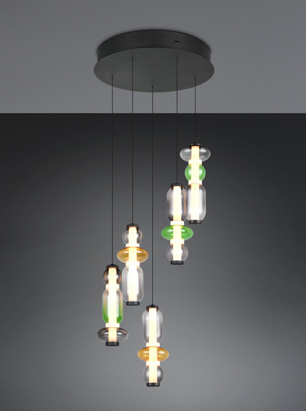 Trio 334330517 Minerva LED Pendelleuchte 5x8W ⌀42cm dimmbar Multicolor CCT einstellbare Lichtfarbe