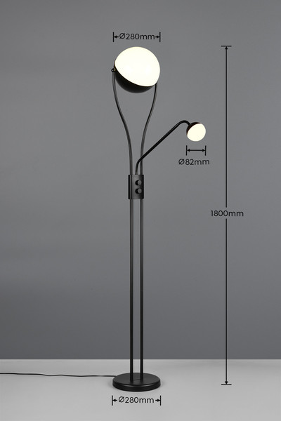 Trio 478310232 Chris LED Stehleuchte 18W ⌀30cm dimmbar Schwarz Matt warmweiss