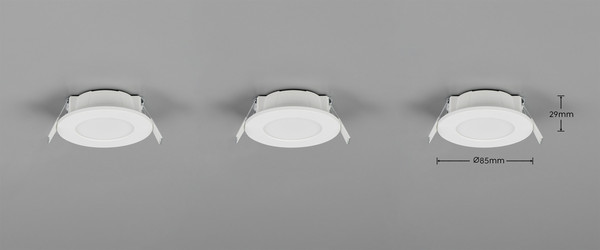 Trio 635110301 Himal LED Einbauleuchten 3x3,5W ⌀8,5cm dimmbar Weiß IP65 CCT einstellbare Lichtfarbe