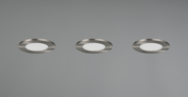 Trio 635110307 Himal LED Einbauleuchten 3x3,5W ⌀8,5cm dimmbar Nickel Matt IP65 CCT einstellbare Lichtfarbe