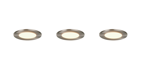 Trio 635110307 Himal LED Einbauleuchten 3x3,5W ⌀8,5cm dimmbar Nickel Matt IP65 CCT einstellbare Lichtfarbe