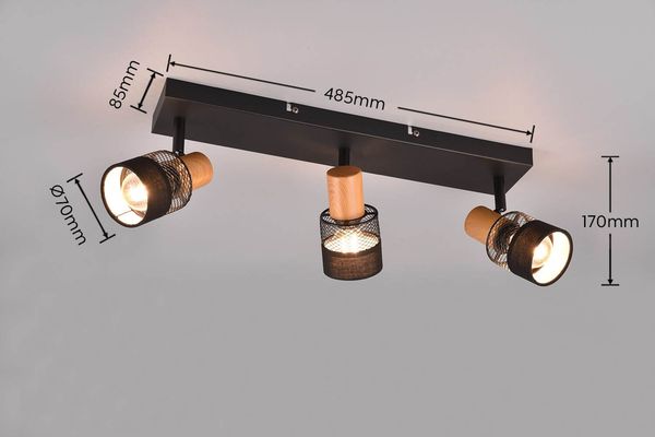 Trio Nandini Strahler E14  3-fach Schwarz Matt