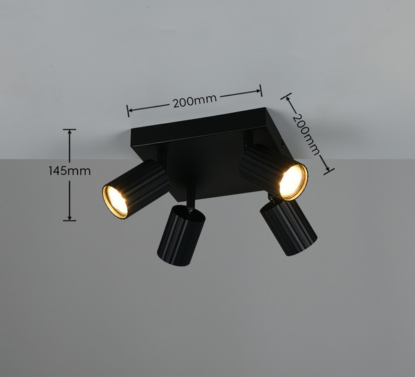 Trio 867730432 Soka GU10 Strahler 4-fach Schwarz Matt