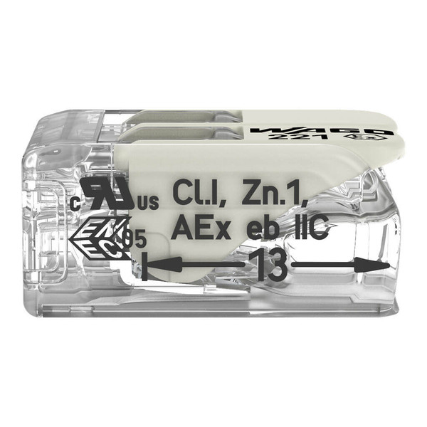 WAGO 221-682 50x Verbindungsklemme mit Hebeln, 2 Leiter, 6mm², Ex e, lichtgrau