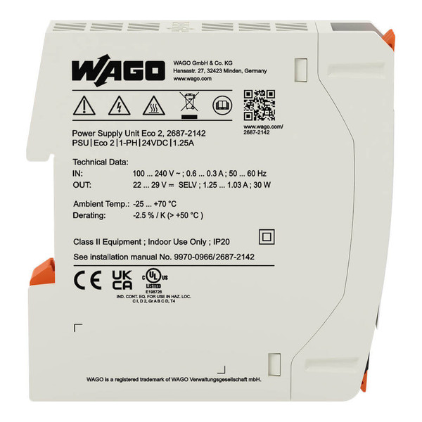 WAGO 2687-2142 Stromversorgung Eco 2, 1-phasig, DC 24V, 1,25A, 30W