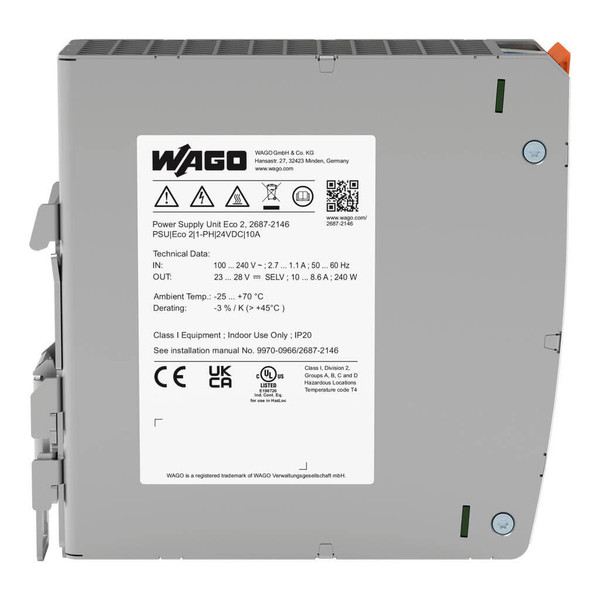 WAGO 2687-2146 Stromversorgung Eco 2, 1-phasig, DC 24V, 10A, 240W