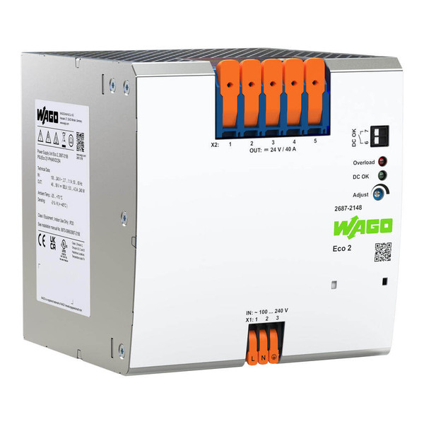 WAGO 2687-2148 Stromversorgung Eco 2, 1-phasig, DC 24V, 40A, 960W, PowerBoost