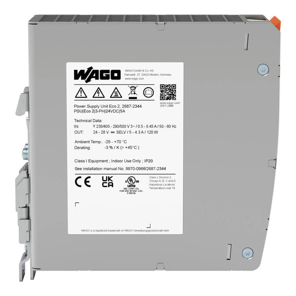 WAGO 2687-2344 Stromversorgung Eco 2, 3-phasig, DC 24V, 5A, 120W, PowerBoost