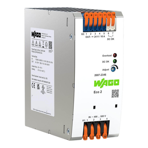 WAGO 2687-2346 Stromversorgung Eco 2, 3-phasig, DC 24V, 10A, 240W