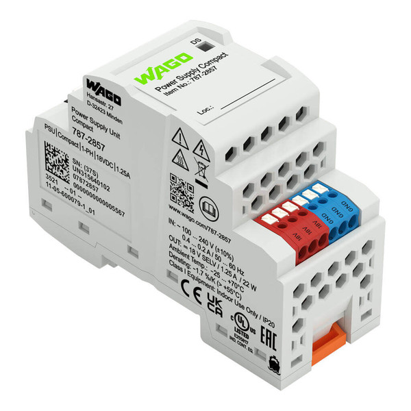 WAGO 787-2857 Stromversorgung Compact, 1-phasig, DC 18V, 1,25A, 22W, DC-OK LED, für DALI