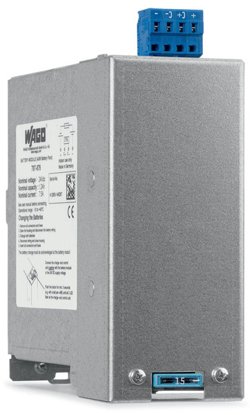 WAGO 787-876 Blei-Vlies-Akku-Modul (AGM) für USV, DC 24V, 1,2Ah, Battery-Control