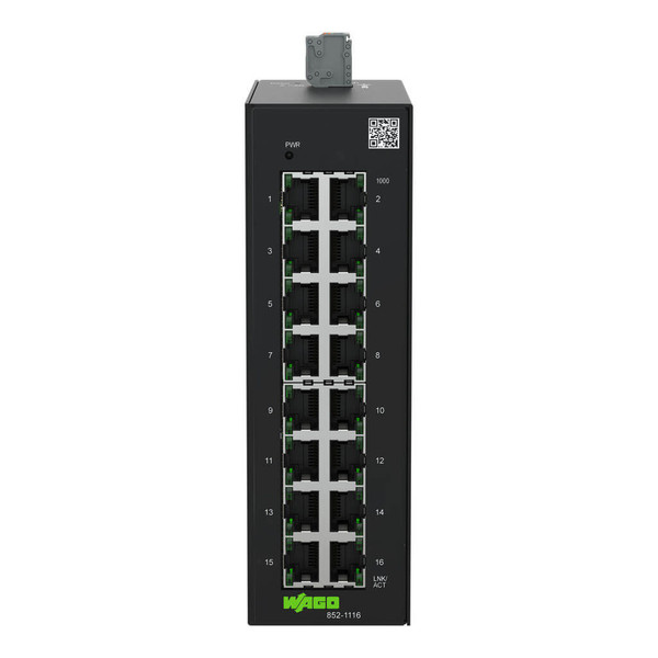 WAGO 852-1116 Industrial ECO Switch unmanaged, 16 Ports 1000Base-T, erweiterter Temperaturbereich
