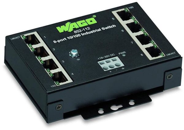 WAGO 852-112 1x 8 Ports 100Base-TX ECO Industrial Switch, Industrie Ethernet