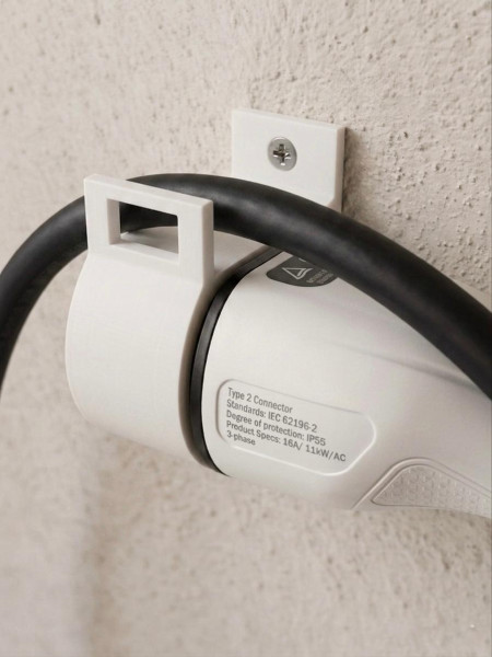 SOIXX Wandhalterung Typ 2  für EV Ladekabel, Weiß, seitlich rechts, passend für alle Typ 2 Stecker nach DIN EN 62196-1