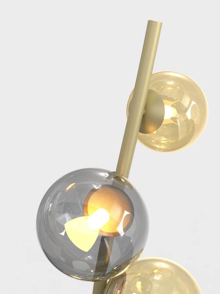Wofi Nancy LED G9 Stehleuchte Goldfarben 140cm Rauchglas 27W Warmweiss Dimmbar 3014-904