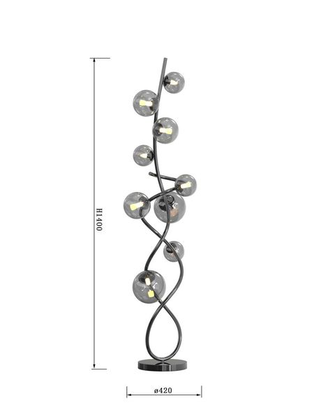 Wofi Nancy LED G9 Stehleuchte Schwarz-Chrom 140cm Rauchglas 27W Warmweiss Dimmbar 3014-905