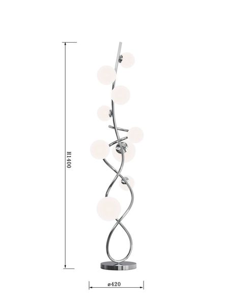 Wofi Nancy LED G9 Stehleuchte Chrom Opal-Gläser 140cm 27W Warmweiss 3014-907