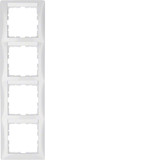 Berker 10148919 Rahmen mit Beschriftungsfeld 4fach senkrecht S.1 polarweiß. glänzend