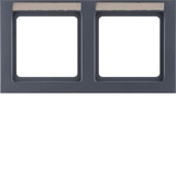 Berker 10226086 Rahmen mit Einsatz-Beschriftungsfeld 2fach waagerecht Q.3 anthrazit. samt