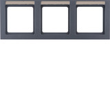 Berker 10236086 Rahmen mit Einsatz-Beschriftungsfeld 3fach waagerecht Berker Q.3 anthrazit. samt